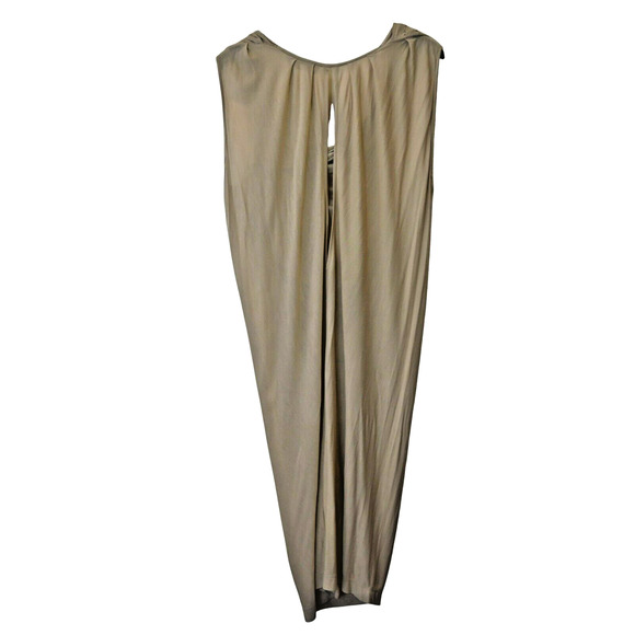 Malene Birger Midi Dress Size Small Tan Ruched Loose Sleeveless Back Cutout - Picture 5 of 7